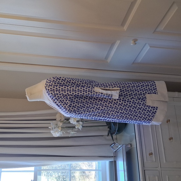 Jude Connally Womens Holly Tunic Mini Stretch Dress Blue/White Chain Print S-XS - Picture 2 of 8